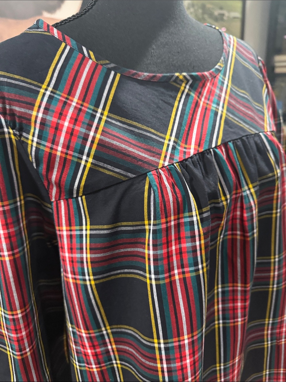 J. Crew Plaid Long-Sleeve Top multi colored plaid. Sz XL excellent condition - Picture 3 of 6